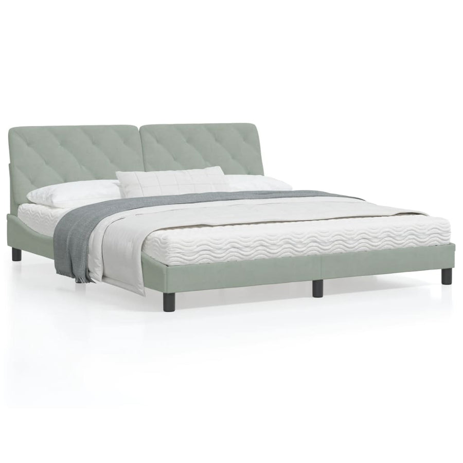 Bedframe met LED-verlichting fluweel lichtgrijs 180x200 cm