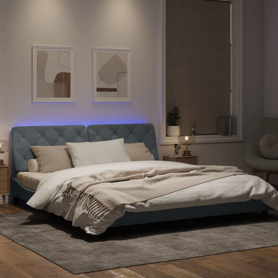 Bedframe met LED-verlichting fluweel donkergrijs 180x200 cm