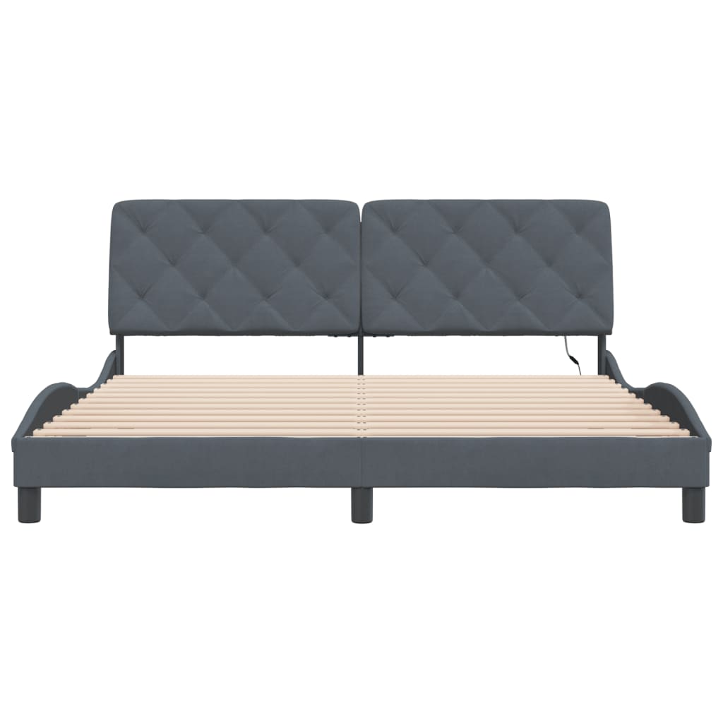 Bedframe met LED-verlichting fluweel donkergrijs 180x200 cm