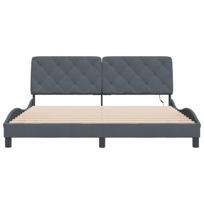 Bedframe met LED-verlichting fluweel donkergrijs 180x200 cm