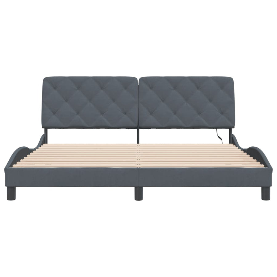 Bedframe met LED-verlichting fluweel donkergrijs 180x200 cm