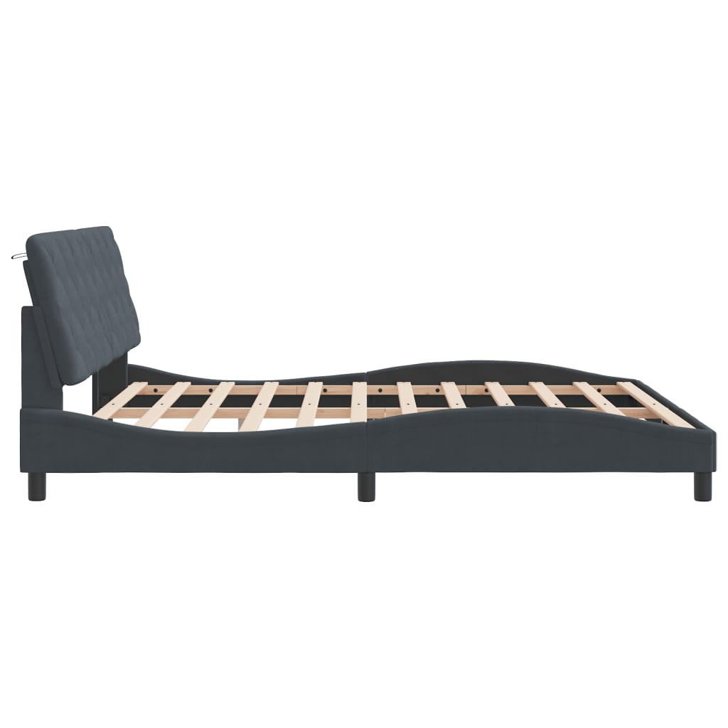 Bedframe met LED-verlichting fluweel donkergrijs 180x200 cm