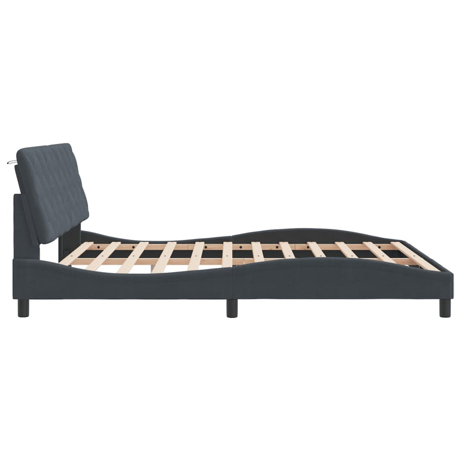 Bedframe met LED-verlichting fluweel donkergrijs 180x200 cm