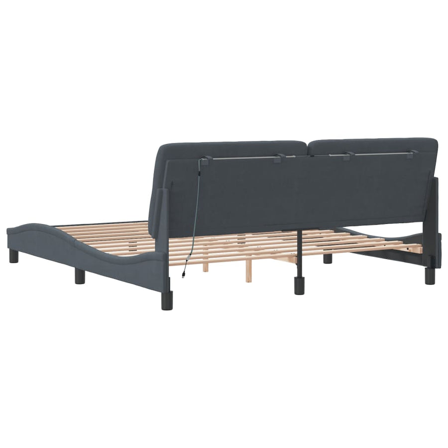 Bedframe met LED-verlichting fluweel donkergrijs 180x200 cm