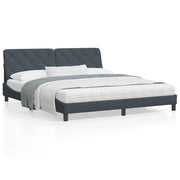 Bedframe 180x200 cm fluweel donkergrijs met LED