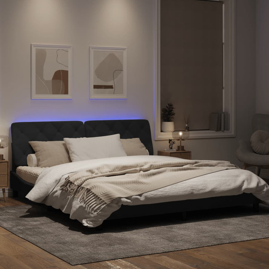 Bedframe met LED-verlichting fluweel zwart 180x200 cm