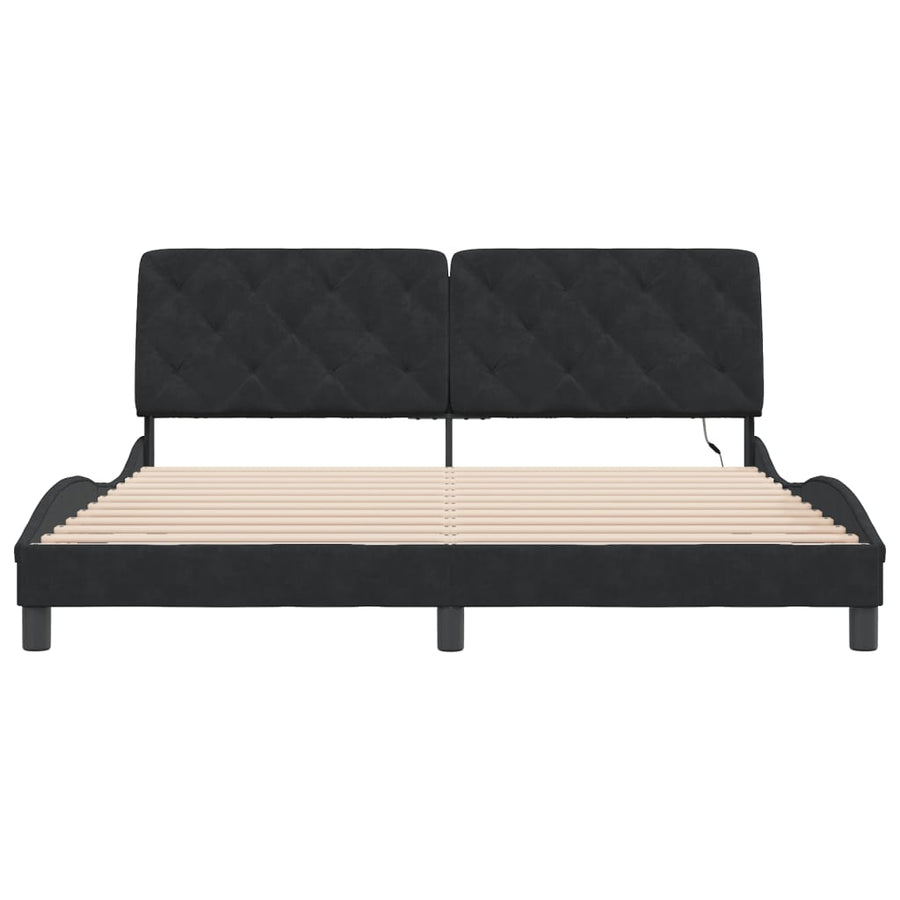 Bedframe met LED-verlichting fluweel zwart 180x200 cm