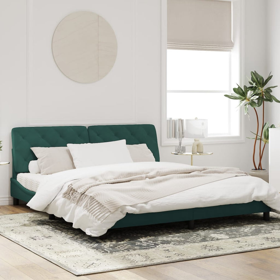 Bedframe met LED-verlichting fluweel donkergroen 180x200 cm