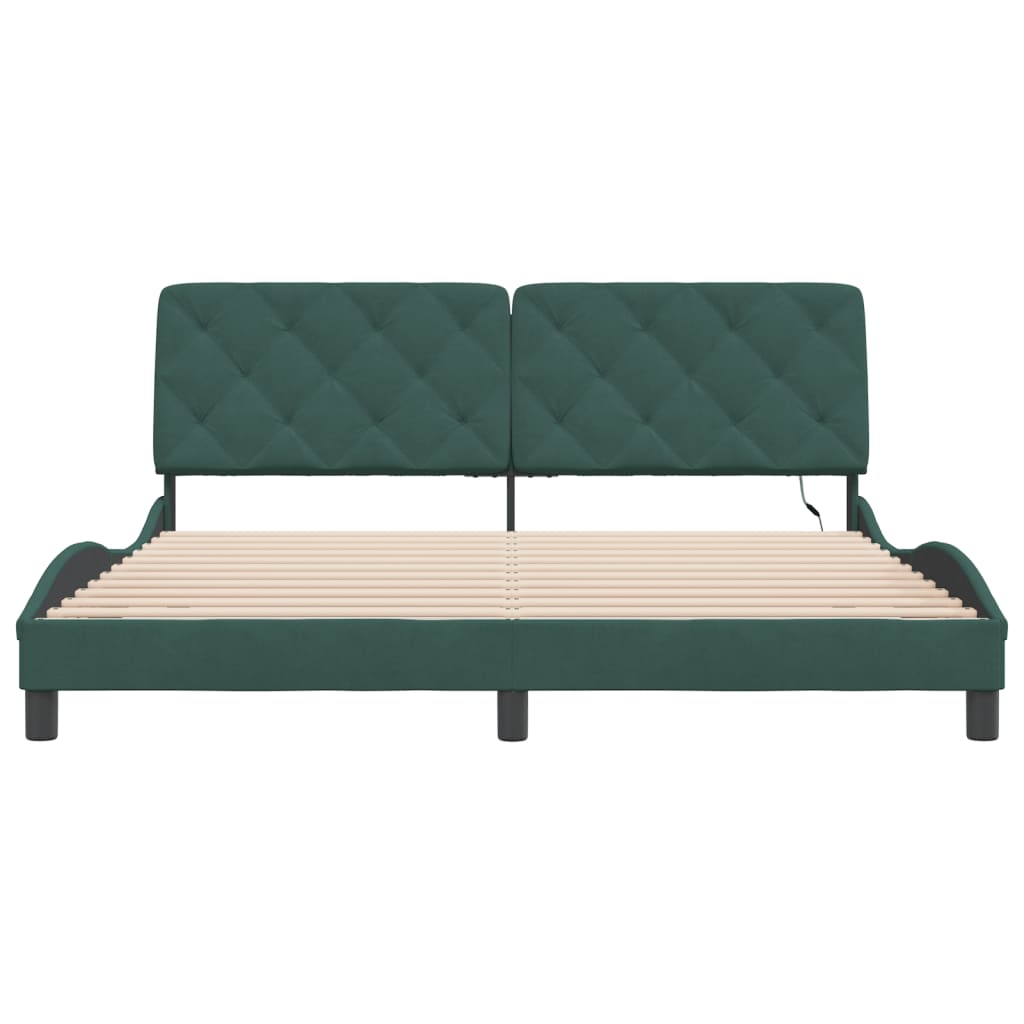 Bedframe met LED-verlichting fluweel donkergroen 180x200 cm
