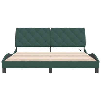 Bedframe met LED-verlichting fluweel donkergroen 180x200 cm