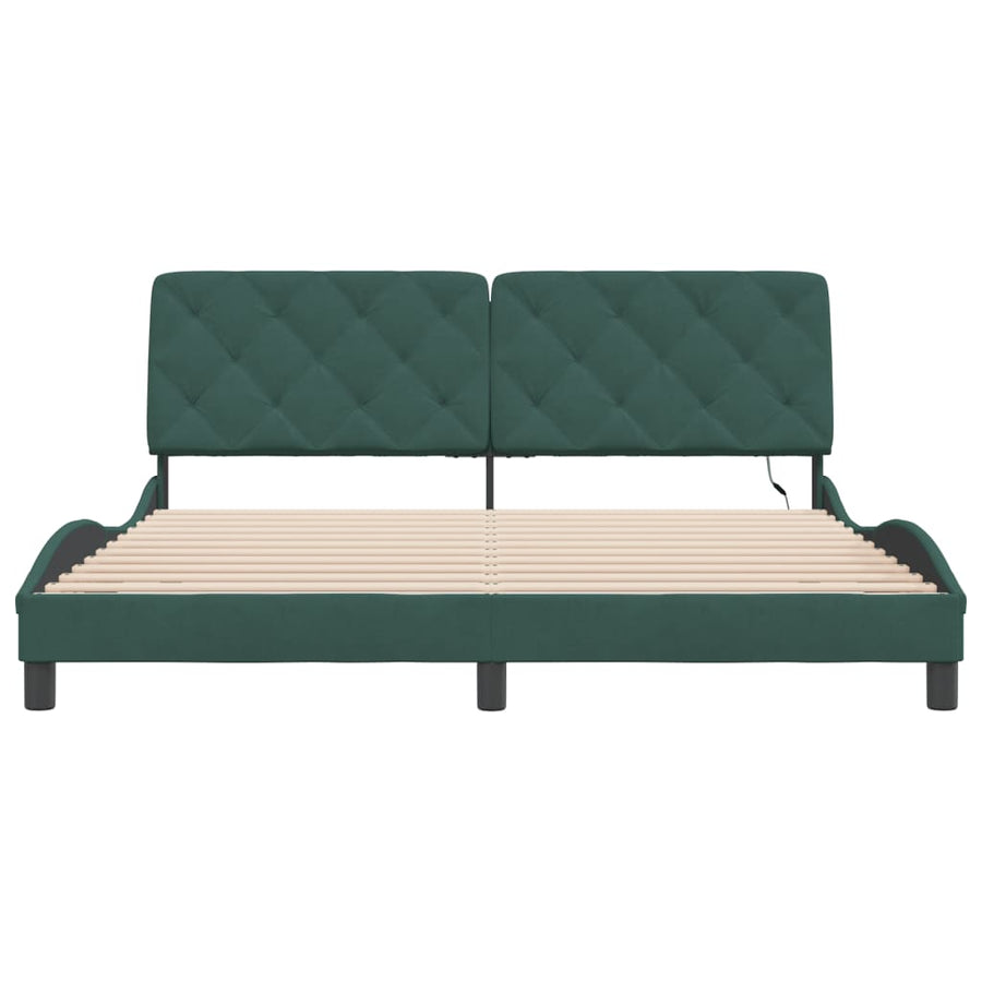 Bedframe met LED-verlichting fluweel donkergroen 180x200 cm