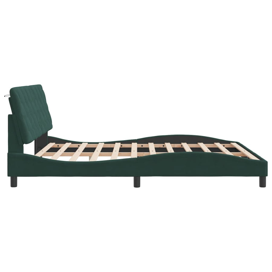 Bedframe met LED-verlichting fluweel donkergroen 180x200 cm