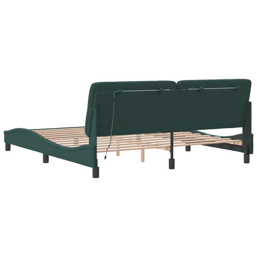 Bedframe met LED-verlichting fluweel donkergroen 180x200 cm