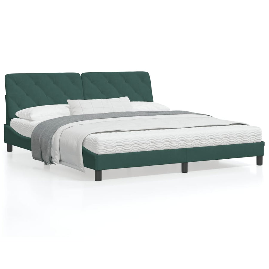Bedframe met LED-verlichting fluweel donkergroen 180x200 cm