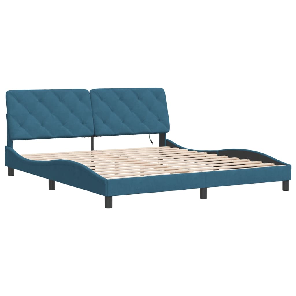 Bedframe met LED-verlichting fluweel blauw 180x200 cm