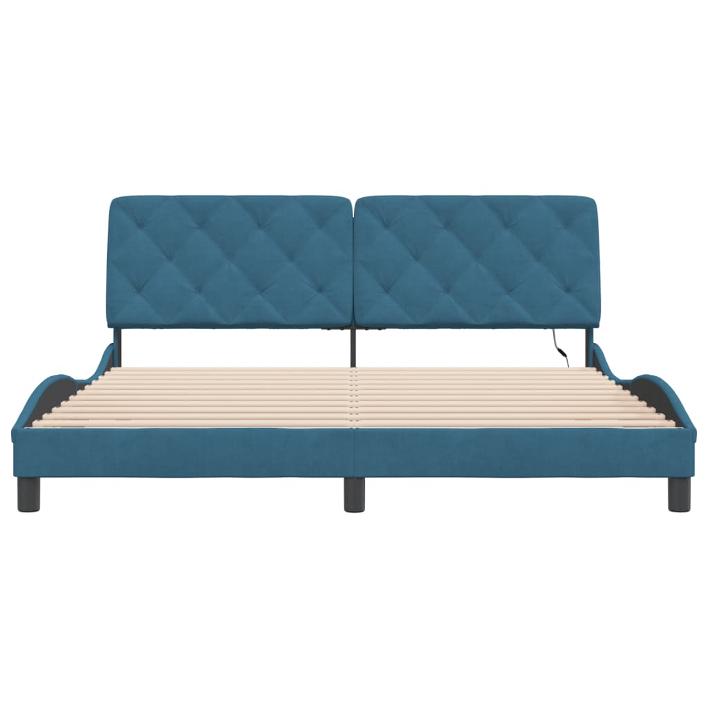 Bedframe met LED-verlichting fluweel blauw 180x200 cm