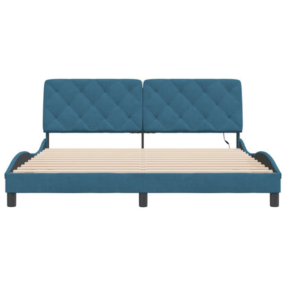 Bedframe met LED-verlichting fluweel blauw 180x200 cm