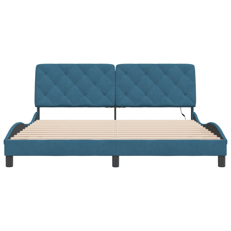 Bedframe met LED-verlichting fluweel blauw 180x200 cm