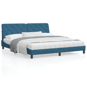 Bedframe 180x200 cm fluweel blauw met LED