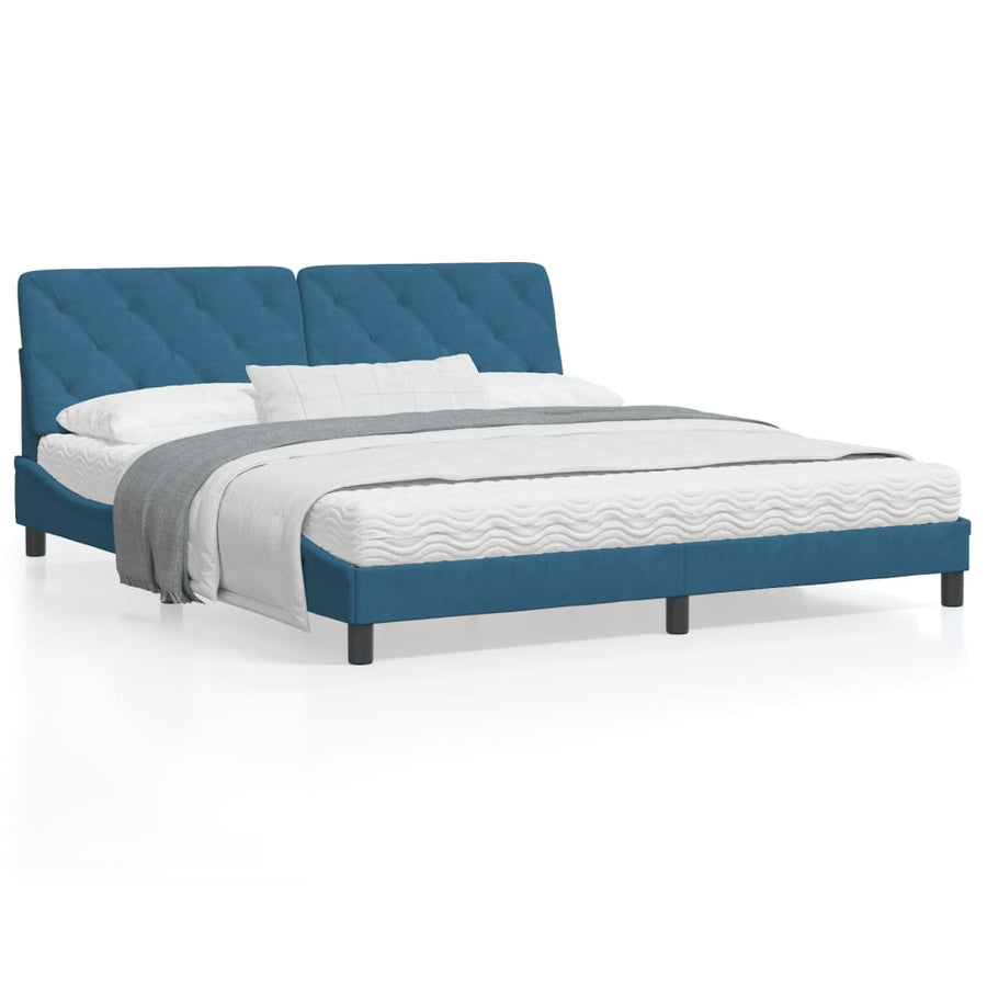 Bedframe met LED-verlichting fluweel blauw 180x200 cm