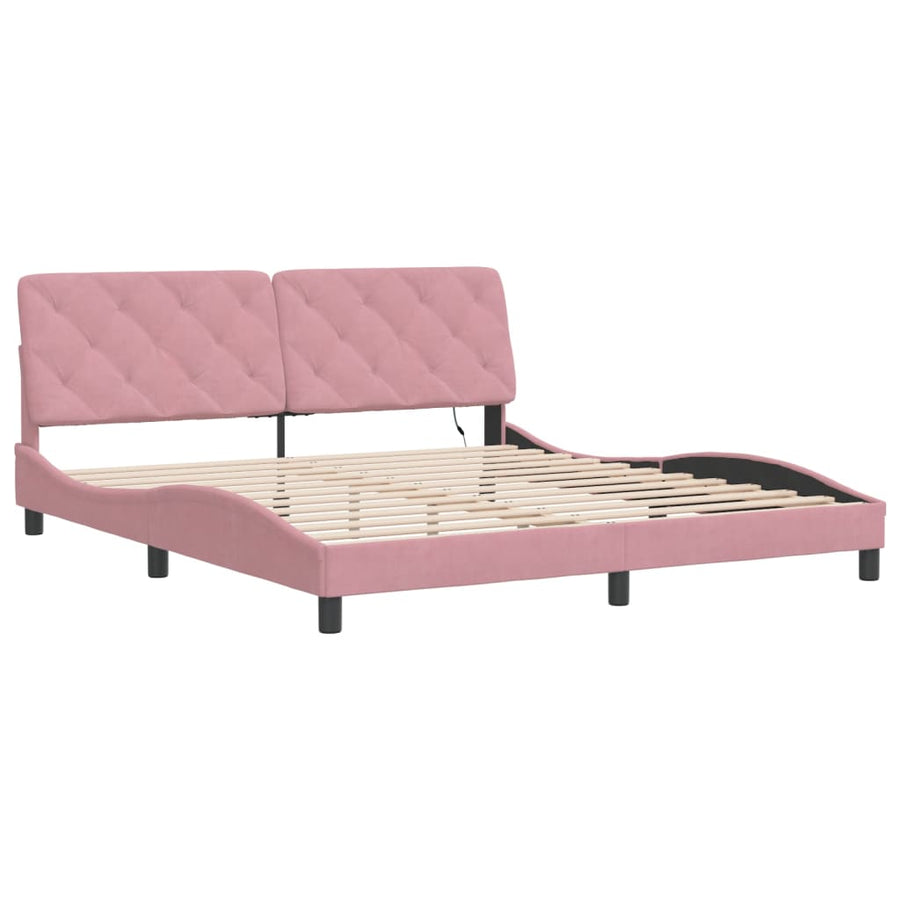 Bedframe met LED-verlichting fluweel roze 180x200 cm