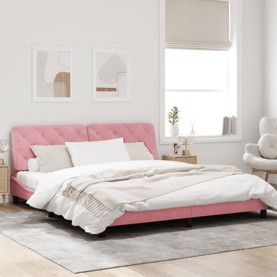 Bedframe met LED-verlichting fluweel roze 180x200 cm