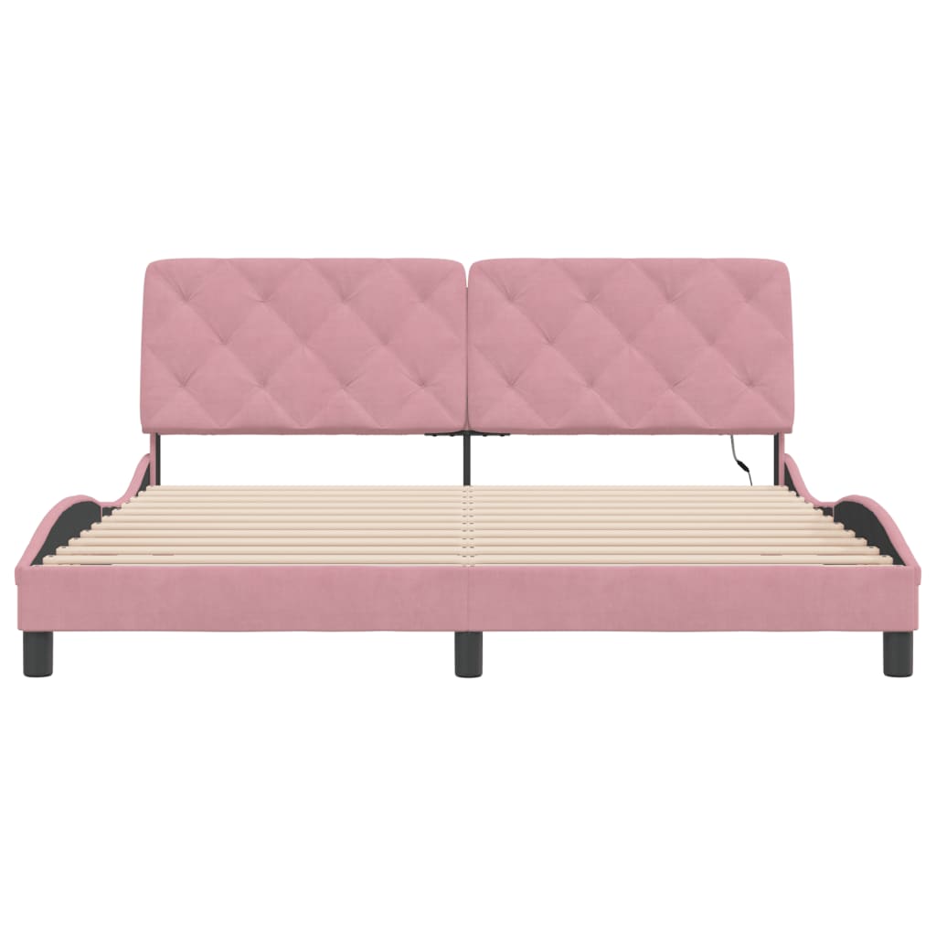 Bedframe met LED-verlichting fluweel roze 180x200 cm
