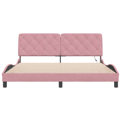 Bedframe met LED-verlichting fluweel roze 180x200 cm