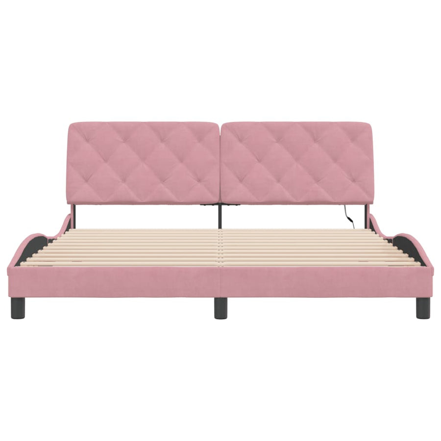 Bedframe met LED-verlichting fluweel roze 180x200 cm