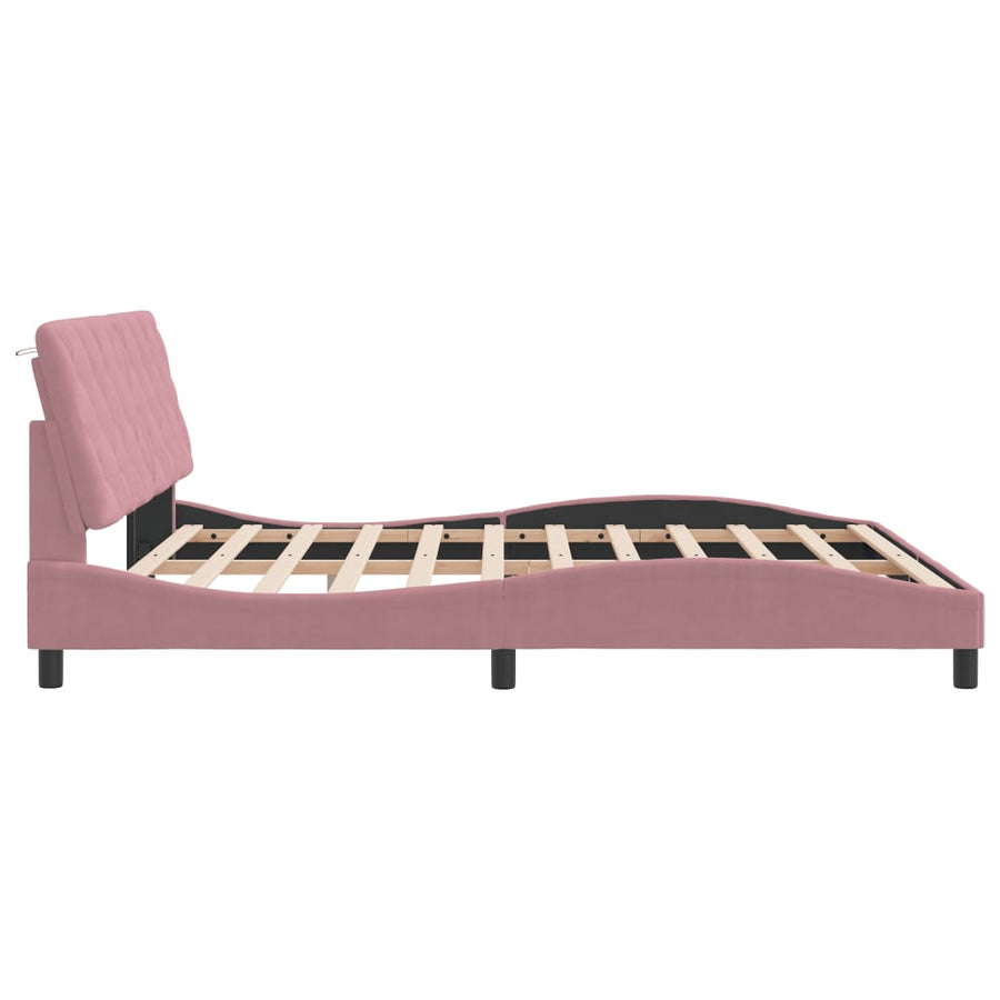 Bedframe met LED-verlichting fluweel roze 180x200 cm
