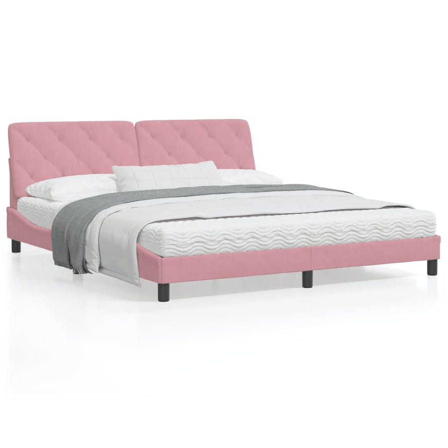Bedframe met LED-verlichting fluweel roze 180x200 cm