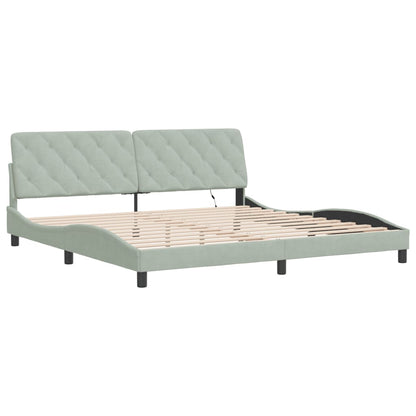 Bedframe Met Led-Verlichting Fluweel 200 x 200 cm Lichtgrijs