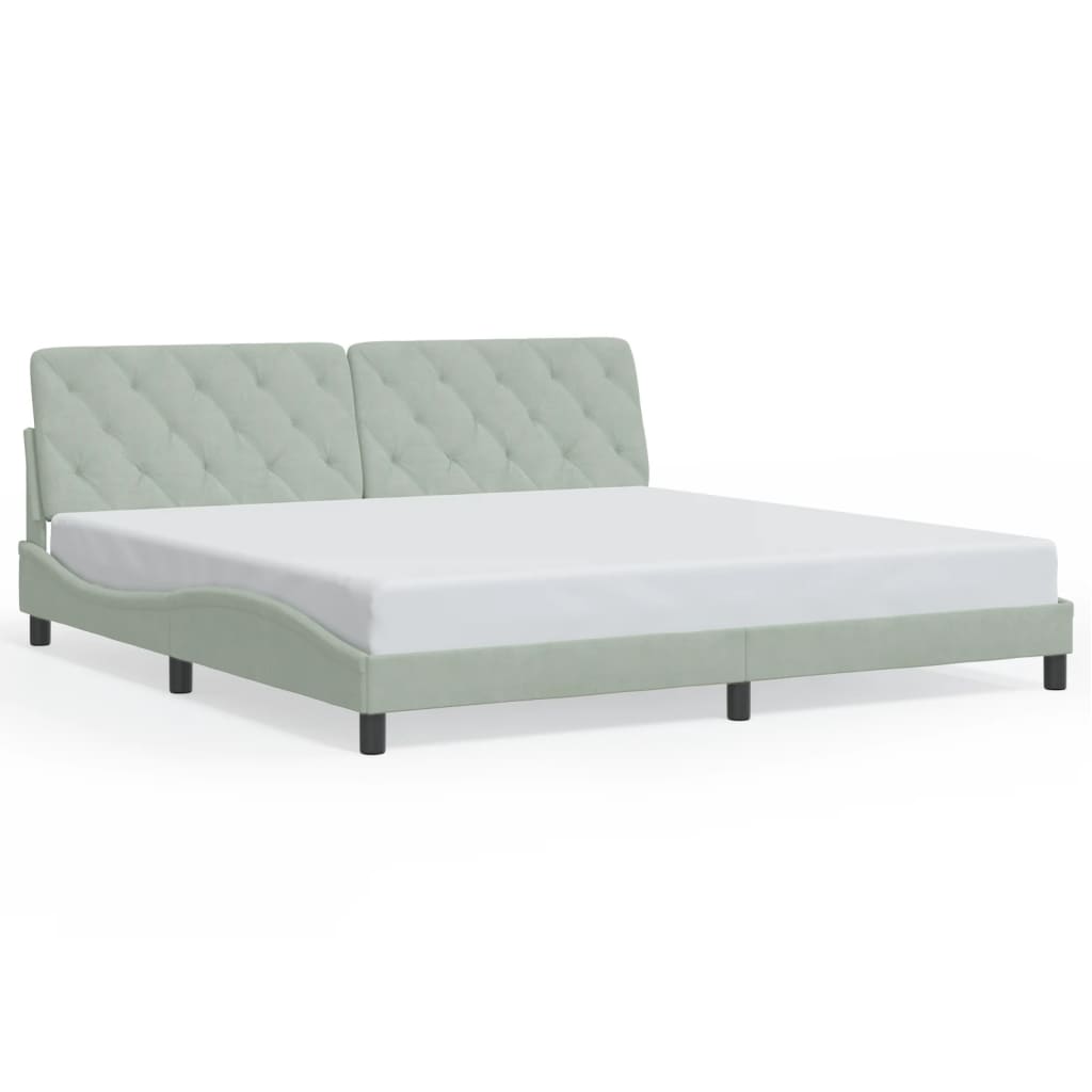 Bedframe Met Led-Verlichting Fluweel 200 x 200 cm Lichtgrijs
