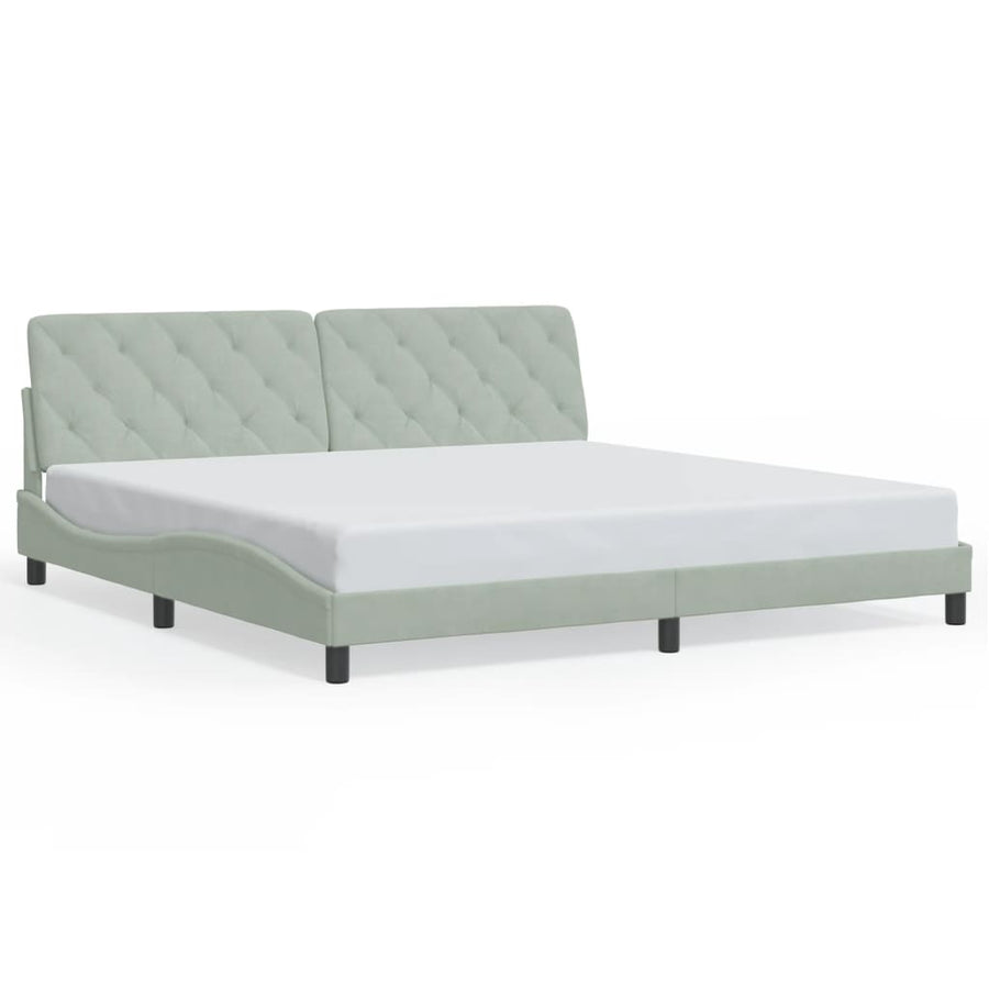 Bedframe Met Led-Verlichting Fluweel 200 x 200 cm Lichtgrijs
