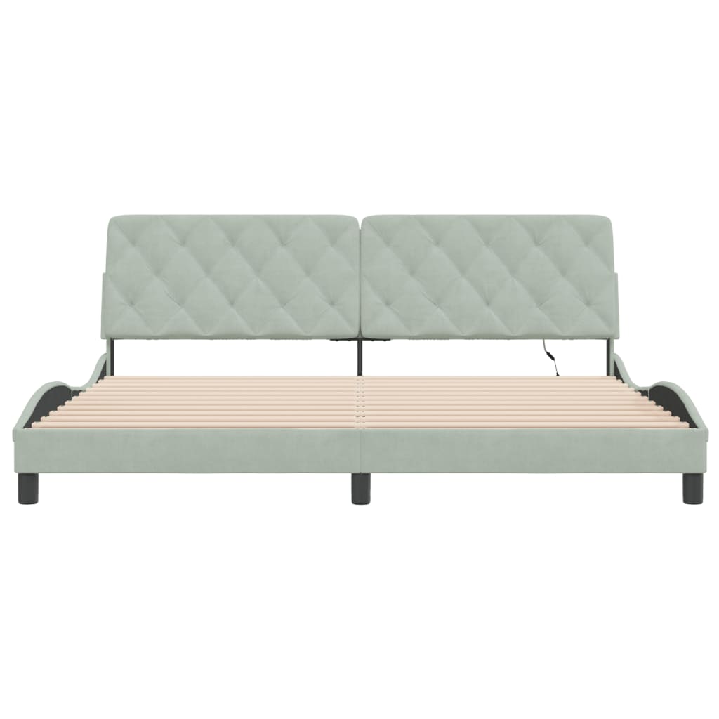 Bedframe Met Led-Verlichting Fluweel 200 x 200 cm Lichtgrijs