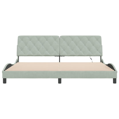 Bedframe Met Led-Verlichting Fluweel 200 x 200 cm Lichtgrijs