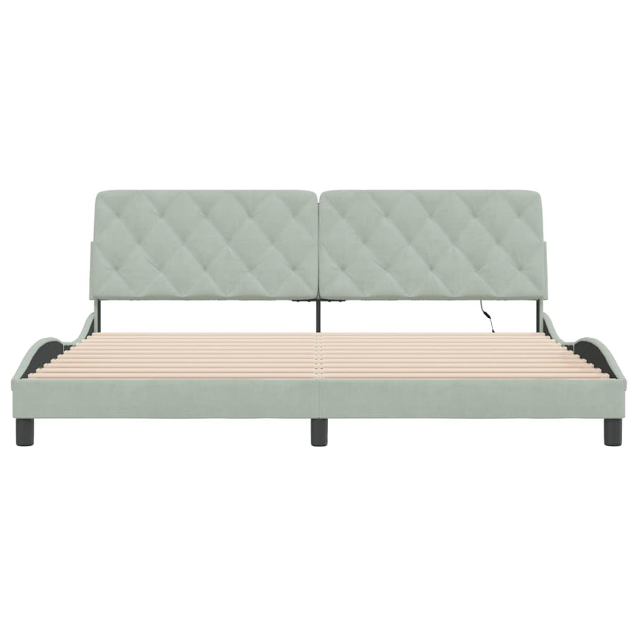 Bedframe Met Led-Verlichting Fluweel 200 x 200 cm Lichtgrijs