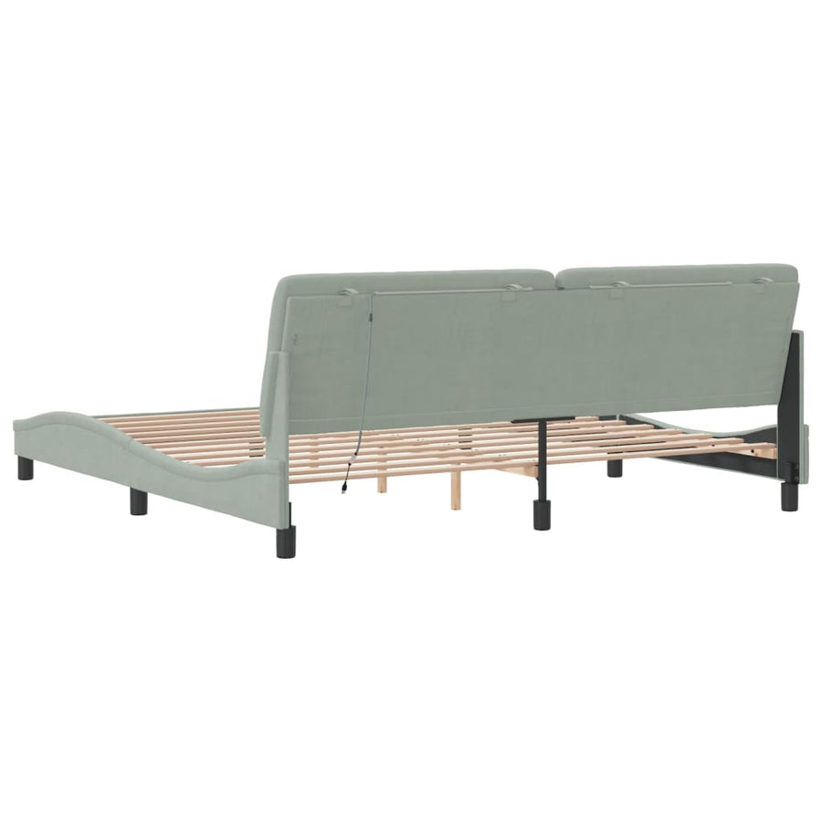 Bedframe Met Led-Verlichting Fluweel 200 x 200 cm Lichtgrijs