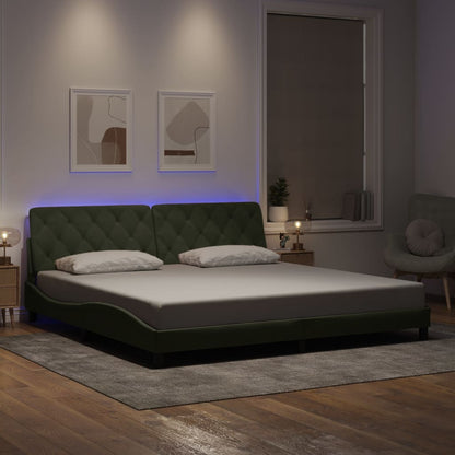 Bedframe Met Led-Verlichting Fluweel 200 x 200 cm Lichtgrijs