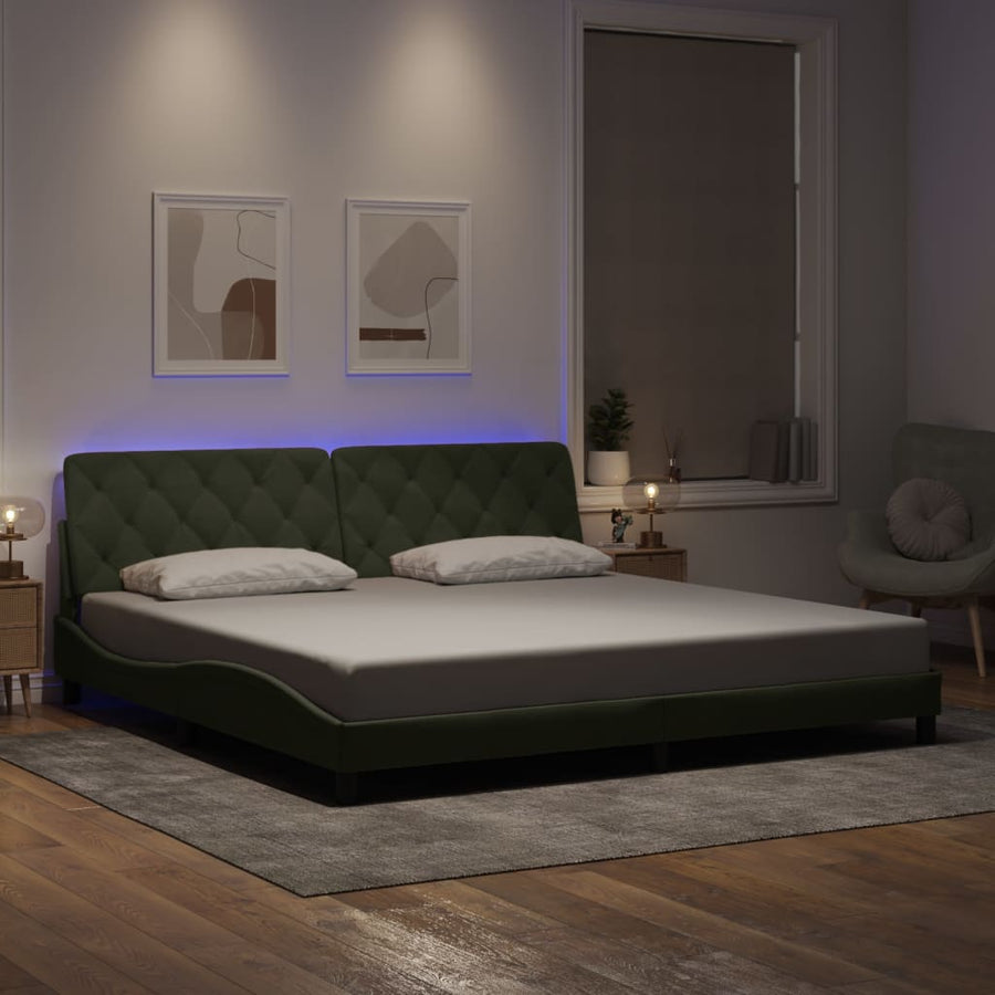Bedframe Met Led-Verlichting Fluweel 200 x 200 cm Lichtgrijs