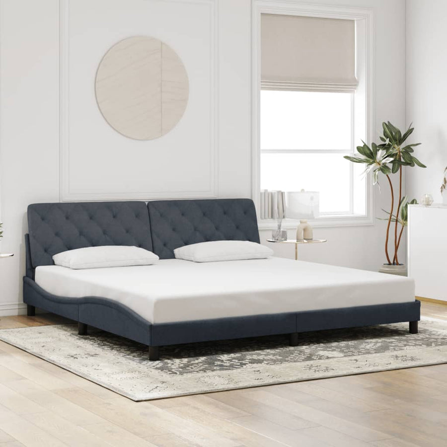 Bedframe Met Led-Verlichting Fluweel 200 x 200 cm Donkergrijs