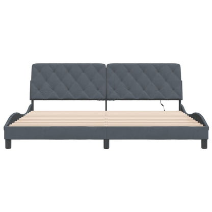Bedframe Met Led-Verlichting Fluweel 200 x 200 cm Donkergrijs