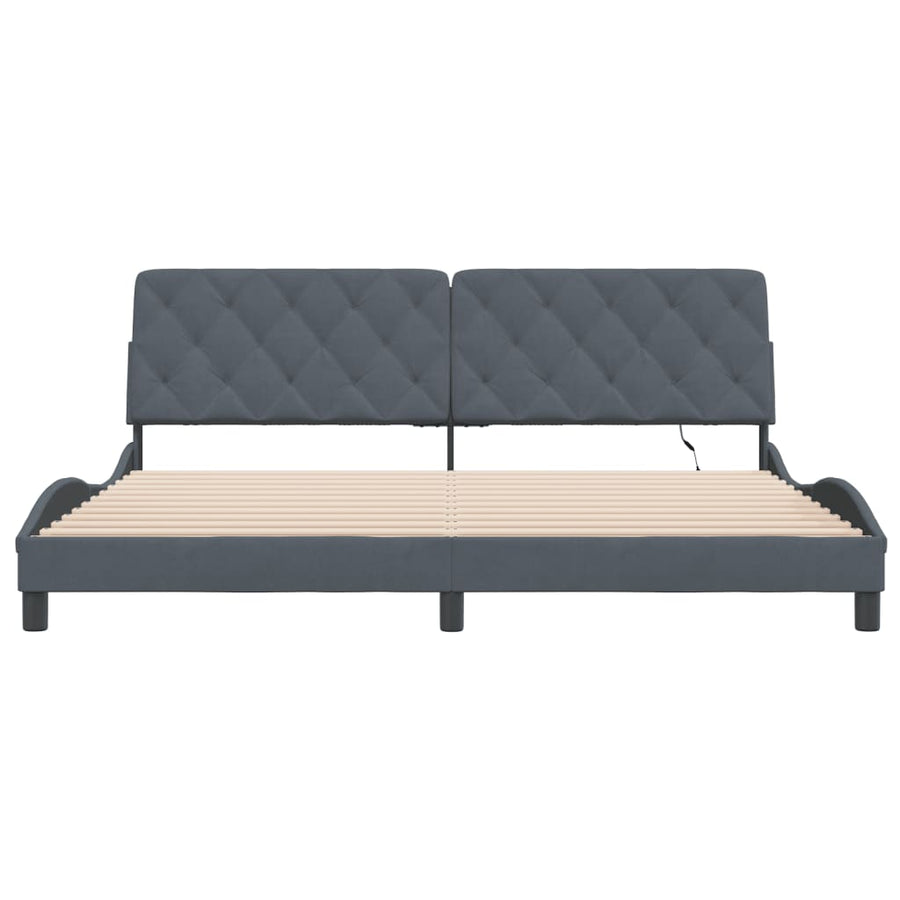 Bedframe Met Led-Verlichting Fluweel 200 x 200 cm Donkergrijs
