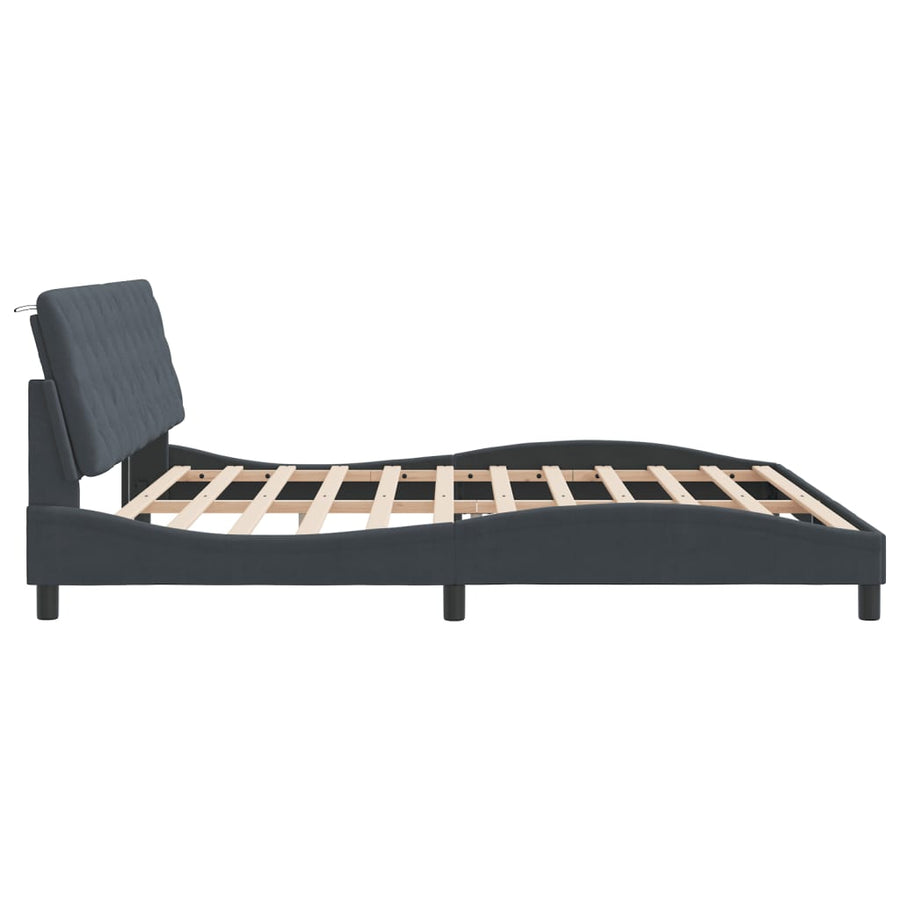 Bedframe Met Led-Verlichting Fluweel 200 x 200 cm Donkergrijs