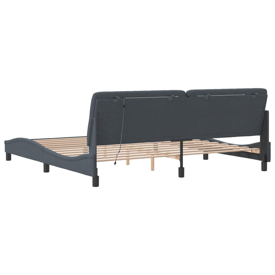 Bedframe Met Led-Verlichting Fluweel 200 x 200 cm Donkergrijs