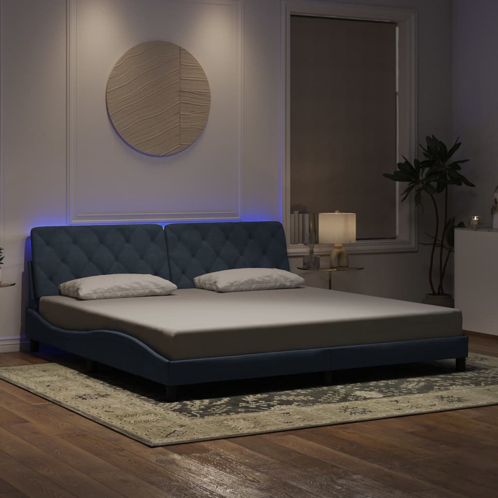 Bedframe Met Led-Verlichting Fluweel 200 x 200 cm Donkergrijs