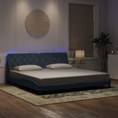 Bedframe Met Led-Verlichting Fluweel 200 x 200 cm Donkergrijs