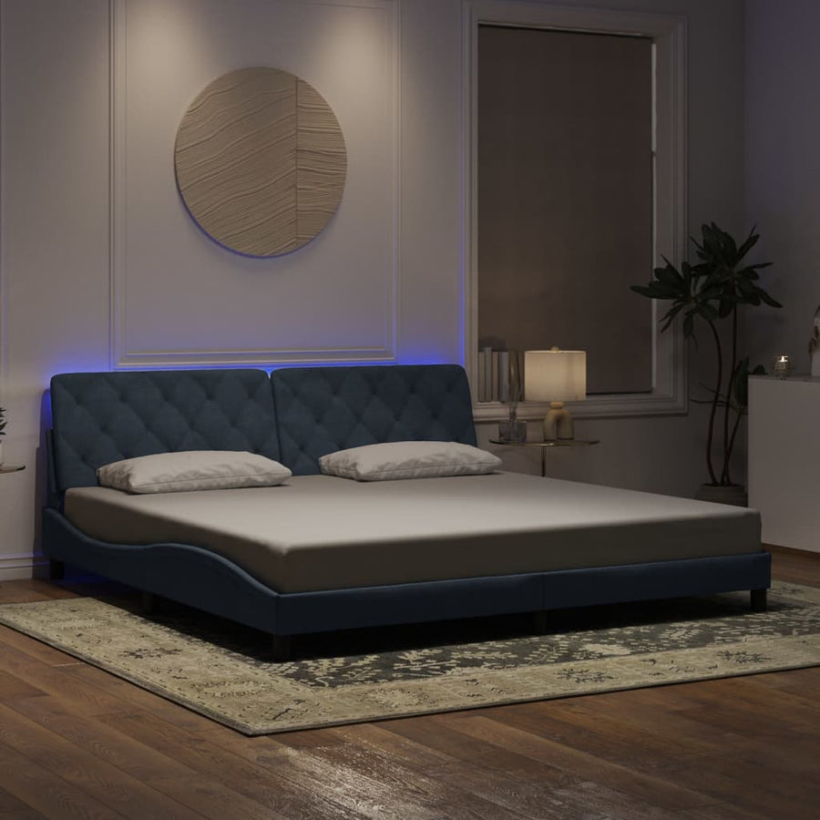 Bedframe Met Led-Verlichting Fluweel 200 x 200 cm Donkergrijs