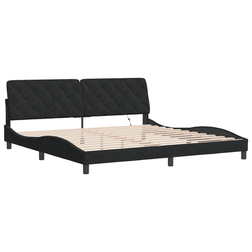 Bedframe met LED-verlichting fluweel zwart 200x200 cm