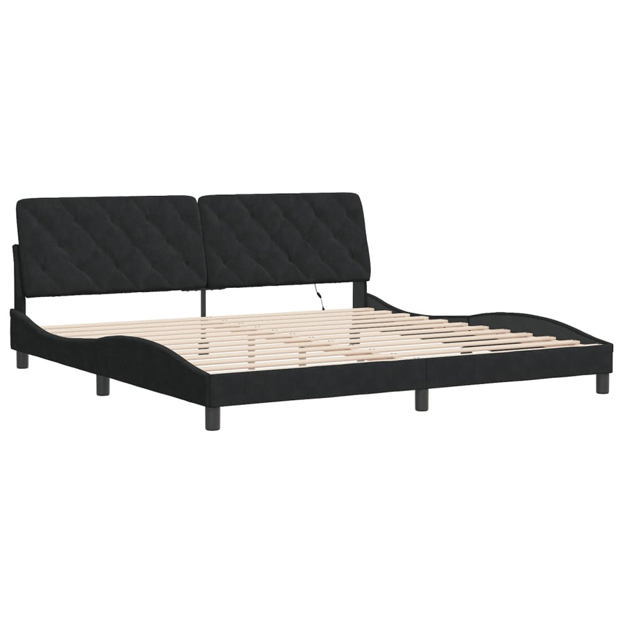 Bedframe met LED-verlichting fluweel zwart 200x200 cm